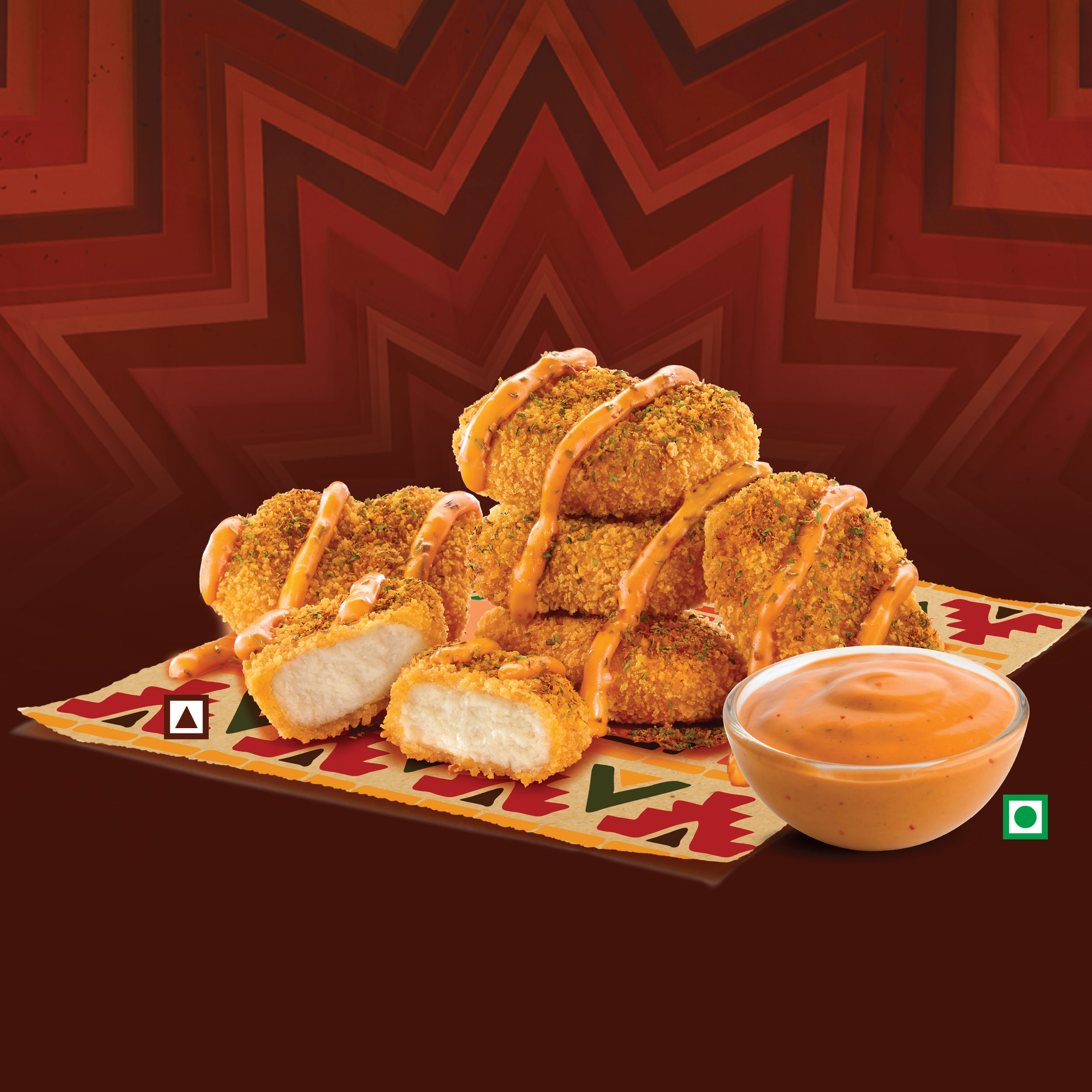 Peri Peri Chicken Nuggets (6pc) With Dip,